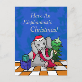 Postal Festiva Personalizados adorables Navidades elefantes con S