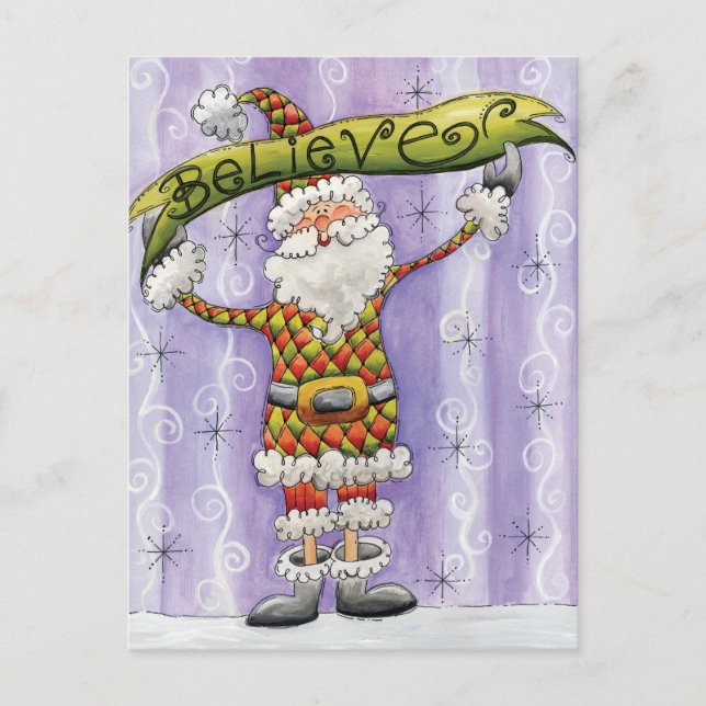 Postal Festiva Personalizados Navidades, creo en Santa Claus (Anverso)
