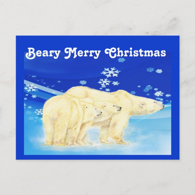 Postal Festiva Personalizar Beary Merry Christmas Polar Bears (Anverso)