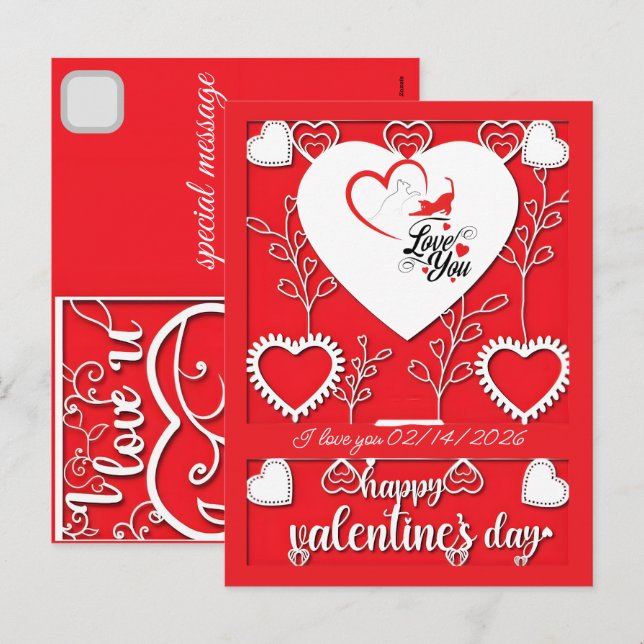 Postal Festiva Personalized Cat Gifts for Valentines Day Love (Anverso / Reverso)