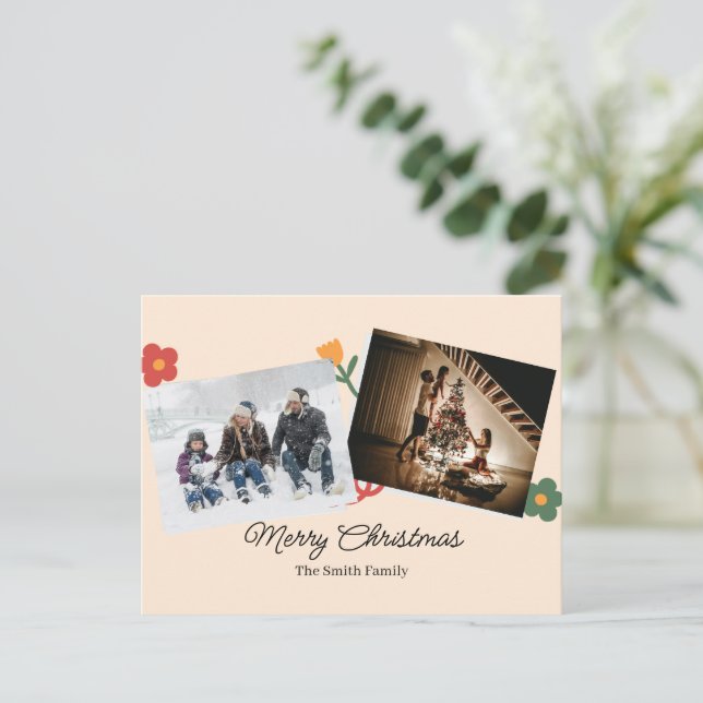 Postal Festiva Personalized Christmas Aesthetic Cat Family (Anverso de pie)