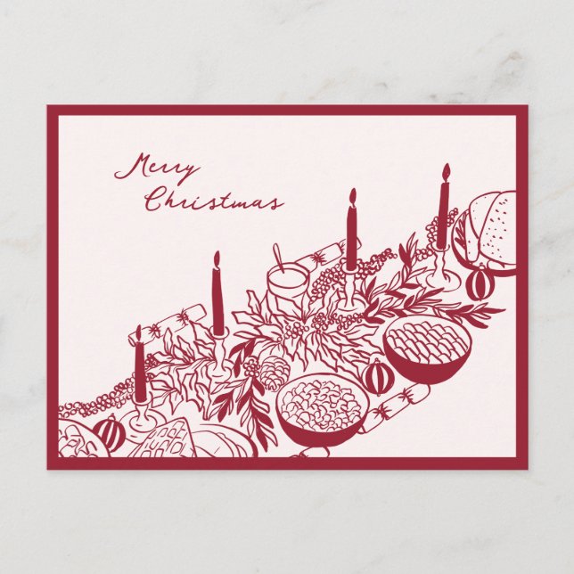 Postal Festiva Personalized Merry Christmas Table Minimal Design (Anverso)