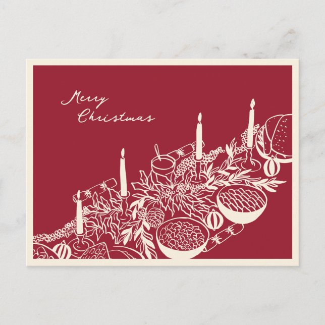 Postal Festiva Personalized Merry Christmas Table Minimal Design (Anverso)