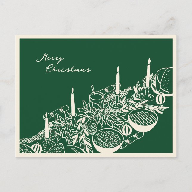 Postal Festiva Personalized Merry Christmas Table Minimal Design (Anverso)