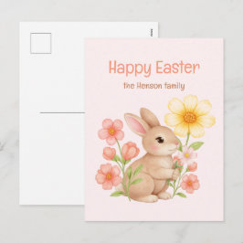 Postal Festiva Personalized Watercolor Bunny Happy Easter 