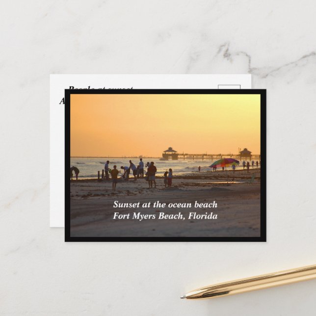 Postal Festiva Personas al atardecer Fort Myers Beach (Anverso/Reverso In Situ)