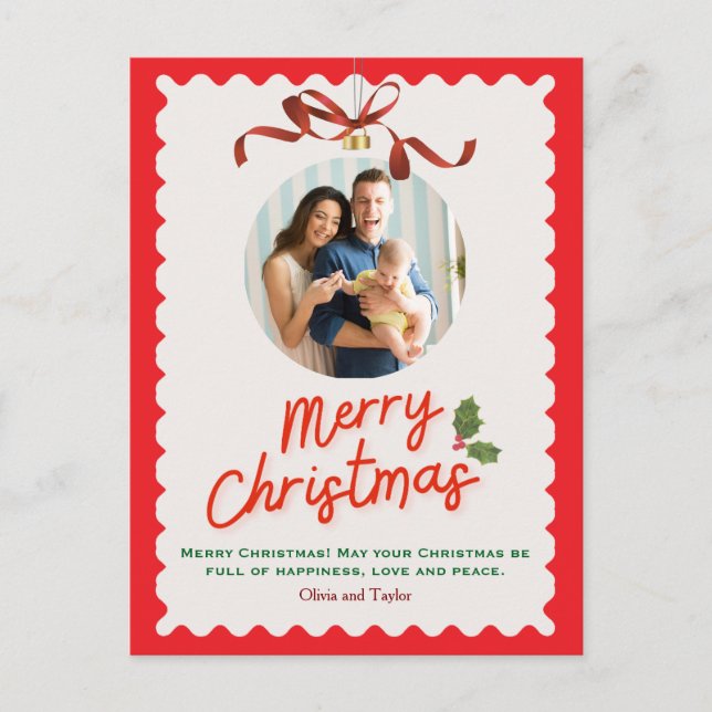 Postal Festiva Personlized Merry Christmas Photo Card (Anverso)