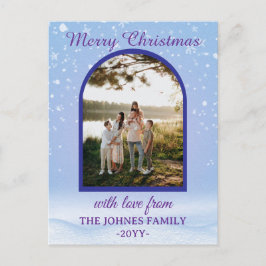 Postal Festiva Personlized Purple Merry Christmas Photo 