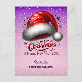 Postal Festiva Personlized Scarlet Santa Hat Glow Photo