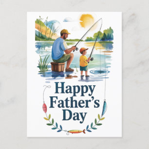 Postal Festiva Pesca padre e hijo - Feliz Día del Padre