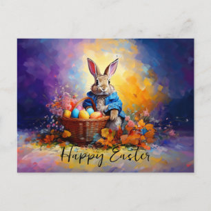 Postal Festiva Peter Easter Bunny con huevos de Pascua