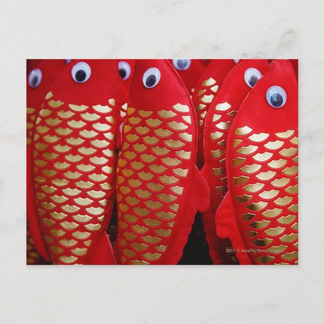 Postal Festiva Pez de papel rojo de Año Nuevo chino (Anverso)