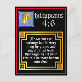 Postal Festiva Philippians 4:6 Letra luminosa verso bíblico