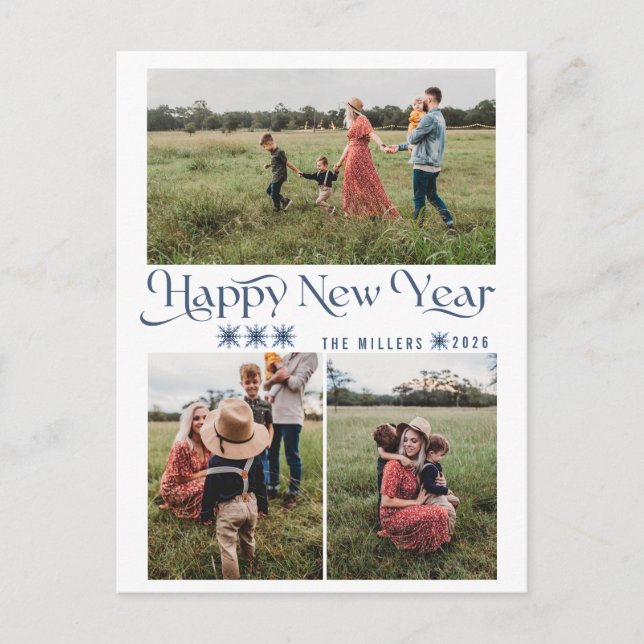 Postal Festiva Photo Collage Happy New Year Holiday Postcards (Anverso)