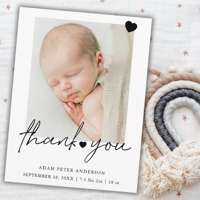 Postal Festiva Photo Simple Thank You Birth Announcement Postcard (Subido por el creador)
