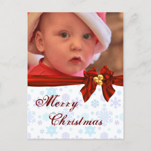Postal Festiva Photo Template Christmas Bow Postcard