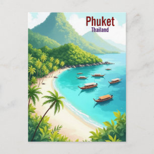 Postal Festiva Phuket Tailandia Viaje Artístico acuarela