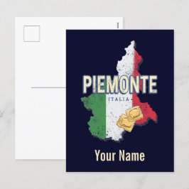 Postal Festiva Piedmont Italia Retro Región Mapa Pasta de cosecha