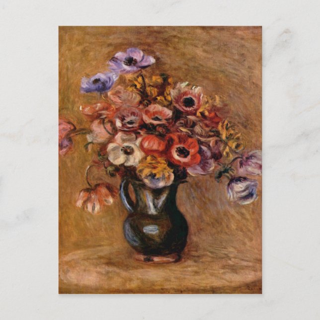 Postal Festiva Pierre Auguste Renoir Still Life with Anemones (Anverso)