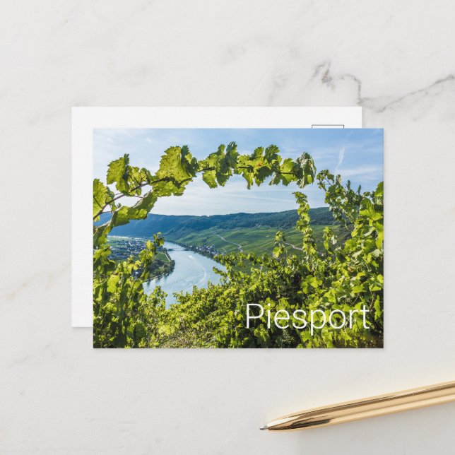 Postal Festiva Piesport Moselle Grapes Vintage Souvenir (Anverso/Reverso In Situ)