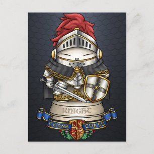 Postal Festiva Pieza de ajedrez Knight para gato real