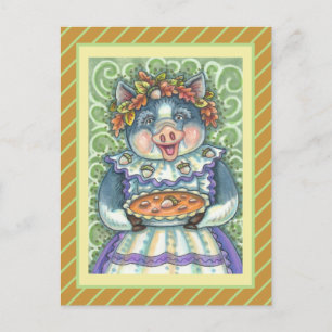 POSTAL FESTIVA PIG & ACORN PIE, GRACIAS HECHAS CON AMOR