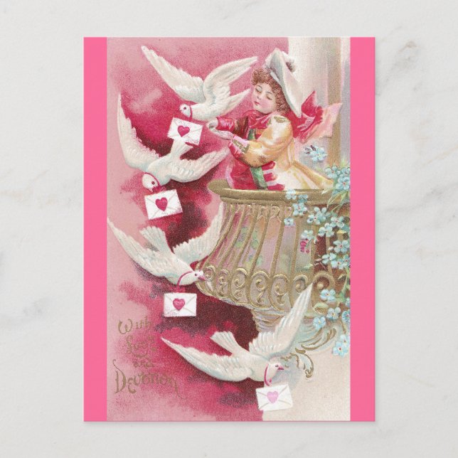 Postal Festiva Pigeon Posteó Valentines (Anverso)