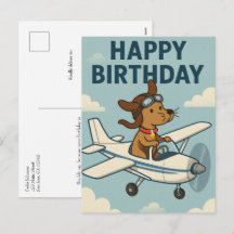 Piloto de Perro Divertido Cumpleaños de Niños Avió