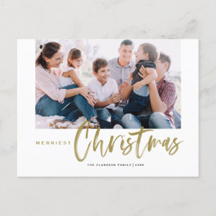 Postal Festiva Pincel caligrafía Navidades de oro de oro