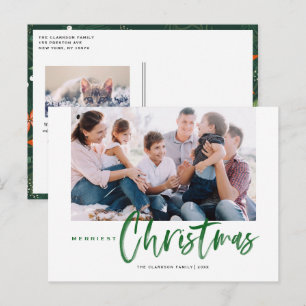Postal Festiva Pincel caligrafía Navidades más ricos verdes