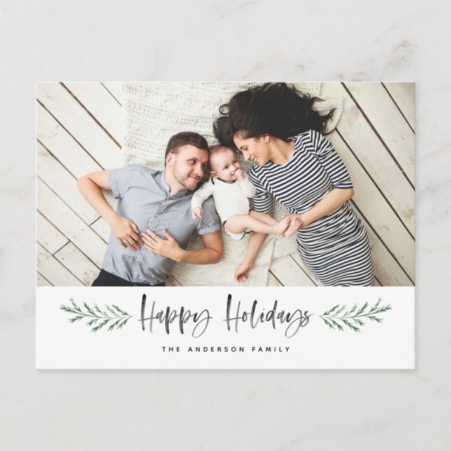 Postal Festiva Pineneedle Happy Holidays Moderno Photo (Anverso)