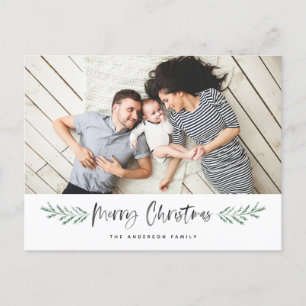 Postal Festiva Pineneedle Merry Christmas Modern Photo