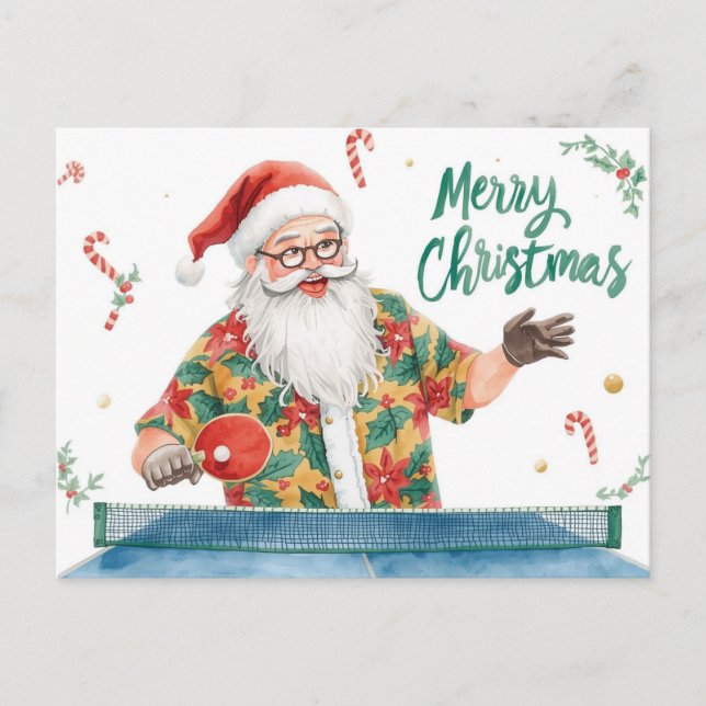 Postal Festiva  Ping Pong Christmas Santa Claus Hawaiian Shirt (Anverso)