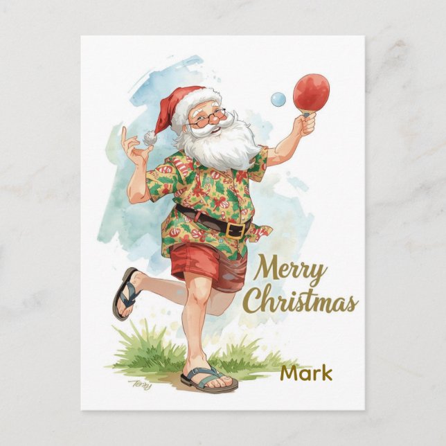 Postal Festiva Ping Pong  Merry Christmas with Santa Claus Ping  (Anverso)