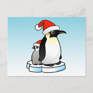 Postal Festiva Pingüino de emperador de Santa