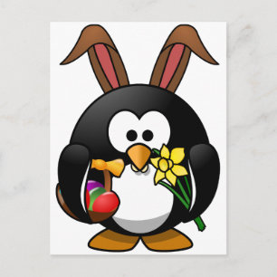 Postal Festiva Pingüino de Pascua