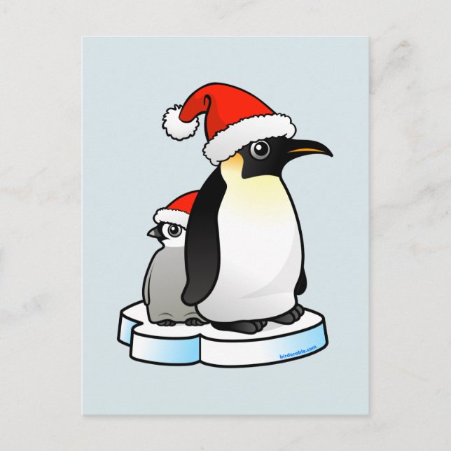 Postal Festiva Pingüino de Santa Emperador (Anverso)