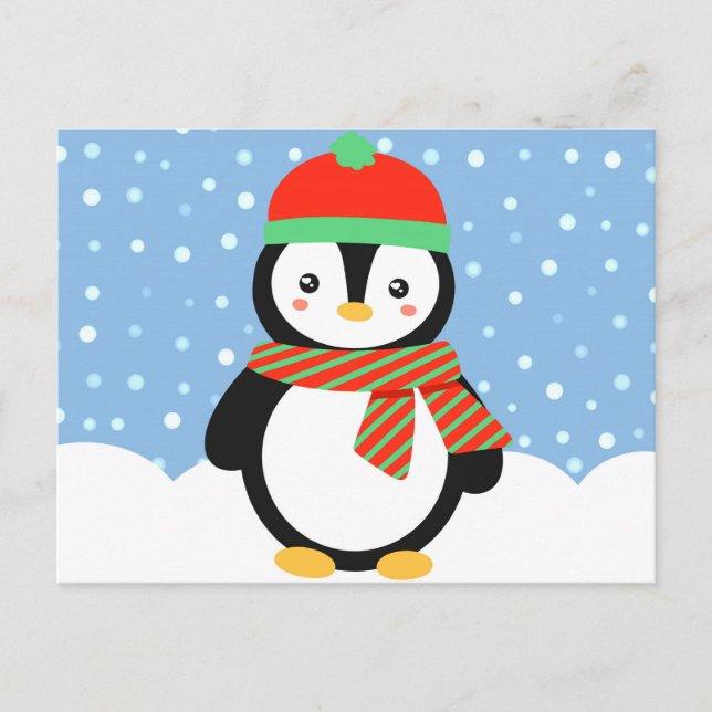 Postal Festiva Pingüino del día de fiesta (Anverso)