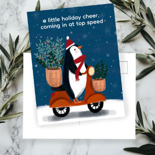 Postal Festiva Pingüino en Personalizado de Navidades Scooter Cut