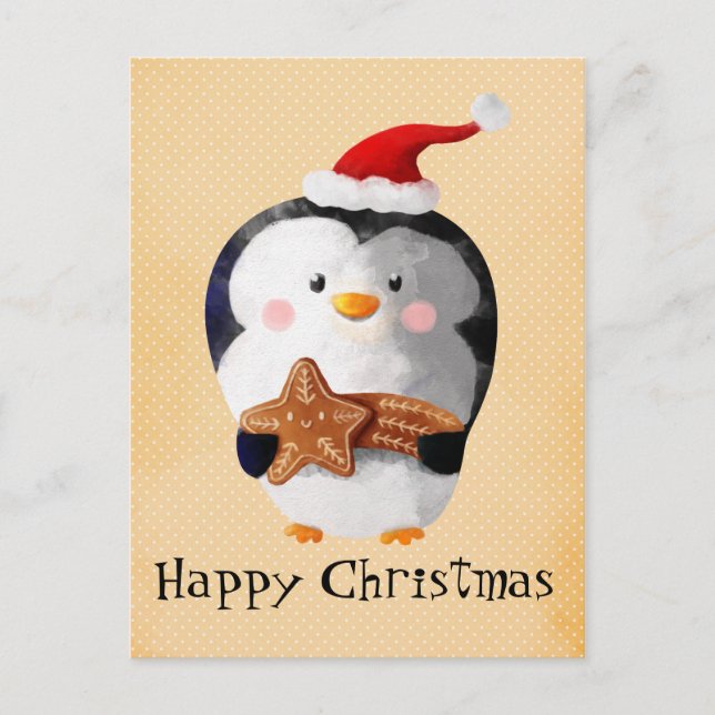Postal Festiva Pingüino Navidades (Anverso)