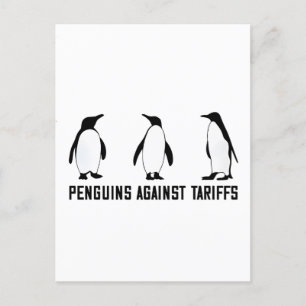 Postal Festiva Pingüinos contra aranceles contra políticas tribut