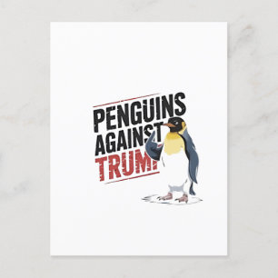 Postal Festiva Pingüinos contra Trump contra Estados Unidos