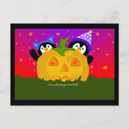 Postal Festiva Pingüinos de Halloween