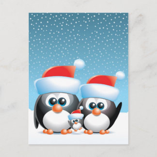 Postal Festiva Pingüinos navidades