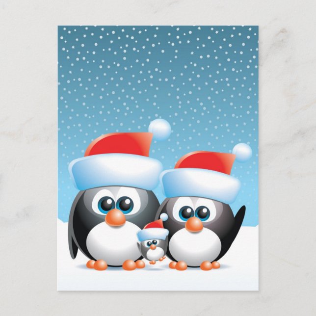 Postal Festiva Pingüinos navidades (Anverso)