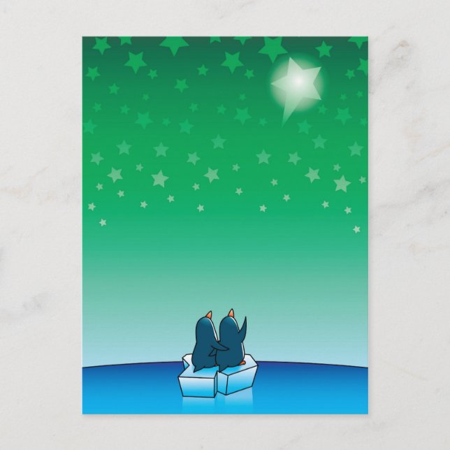 Postal Festiva Pingüinos navidades (Anverso)