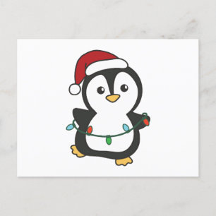 Postal Festiva Pingüinos Navidades de pingüino en invierno