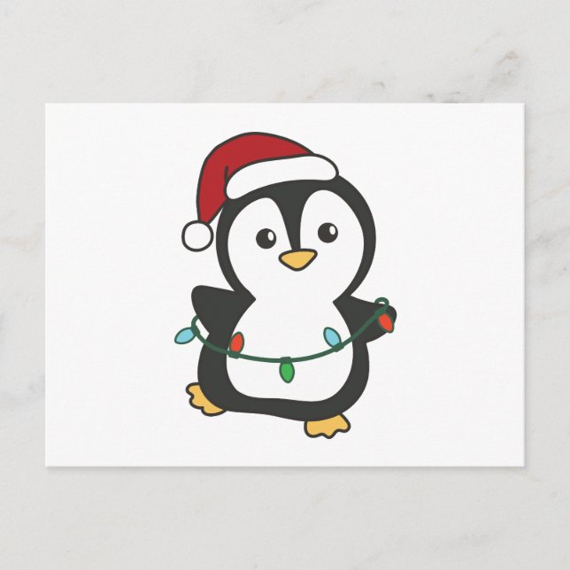 Postal Festiva Pingüinos Navidades de pingüino en invierno (Anverso)