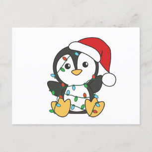 Postal Festiva Pingüinos Navidades de pingüino en invierno