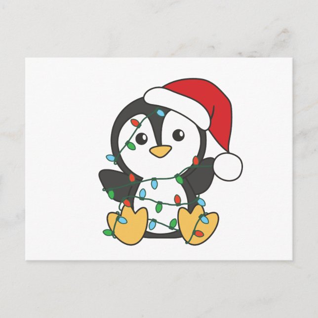 Postal Festiva Pingüinos Navidades de pingüino en invierno (Anverso)